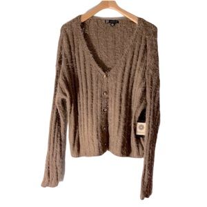Kadence Brown womens button sweater size L